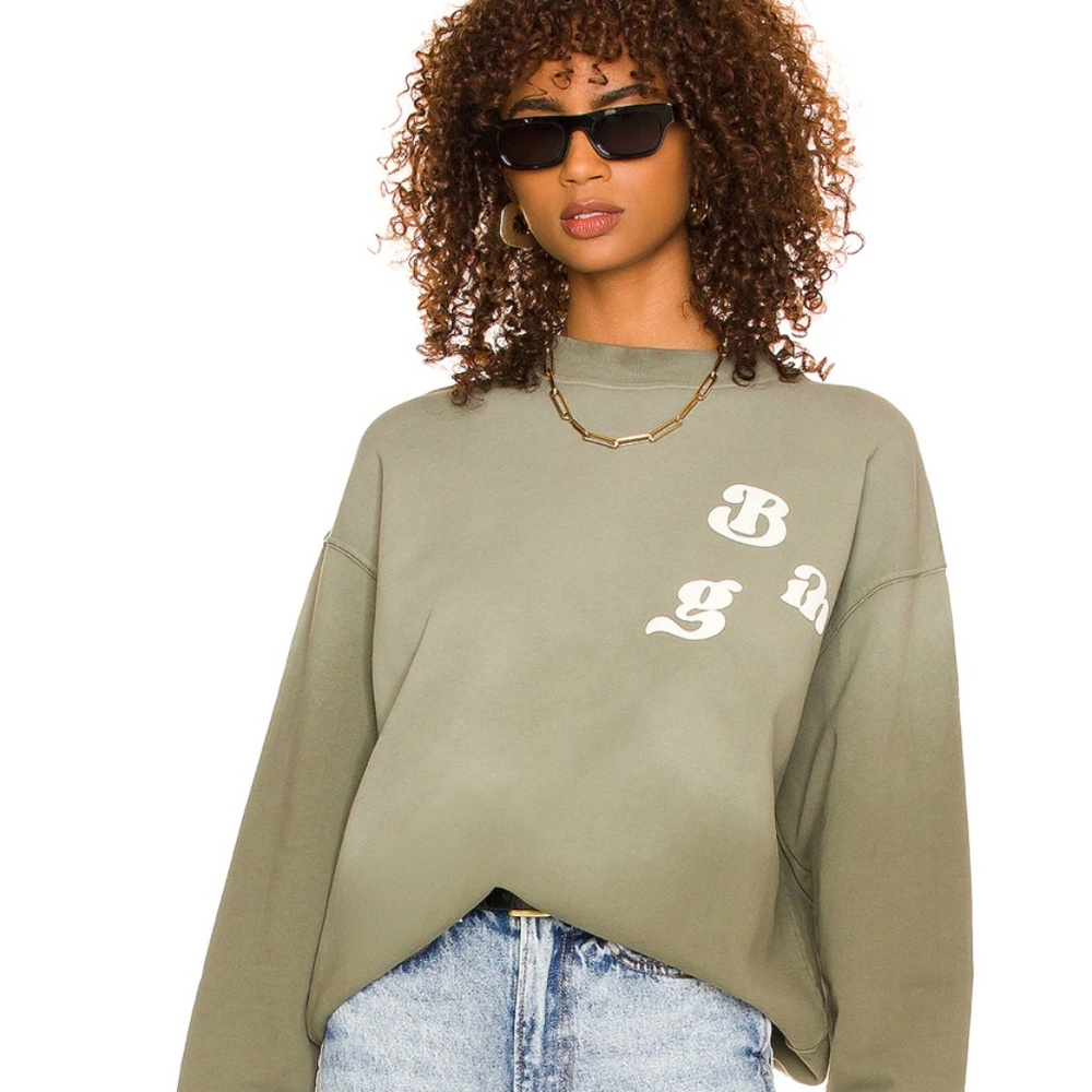 ANINE BING Cody Vintage Bing Sweatshirt Washed Dusty Olive size Small